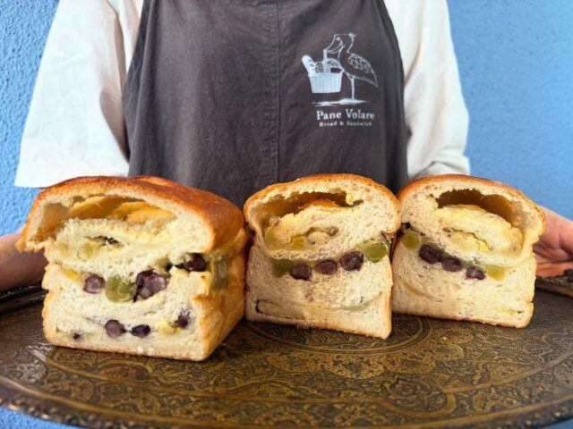 .
【栗あん食パン】

パンドミに箕面製餡さんの栗餡と
うぐいす豆、かのこ豆を練り込み
焼き上げています🌰🌰

優しい味わいなので
暖かいお茶としっぽりお召し上がり
いただくと沁みるのではないでしょうか(*´꒳`*)

もうしばらくは定番として
販売されるかと思いますので
見かけた際はぜひご賞味
いただけますと嬉しいです🗽

#panevolare #パネヴォラーレ #北摂グルメ
#北摂パン屋 #豊中市グルメ #豊中市パン屋
#大阪グルメ #大阪パン屋 #北摂ランチ #豊中市ランチ #大阪ランチ